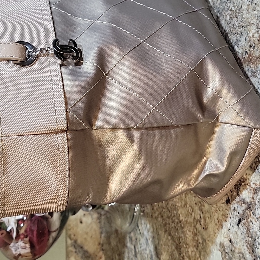 Chanel Paris Biarritz  EUC with COA Side Pocket Tote GM Quilted Metallic Canvas - Picture 7 of 16
